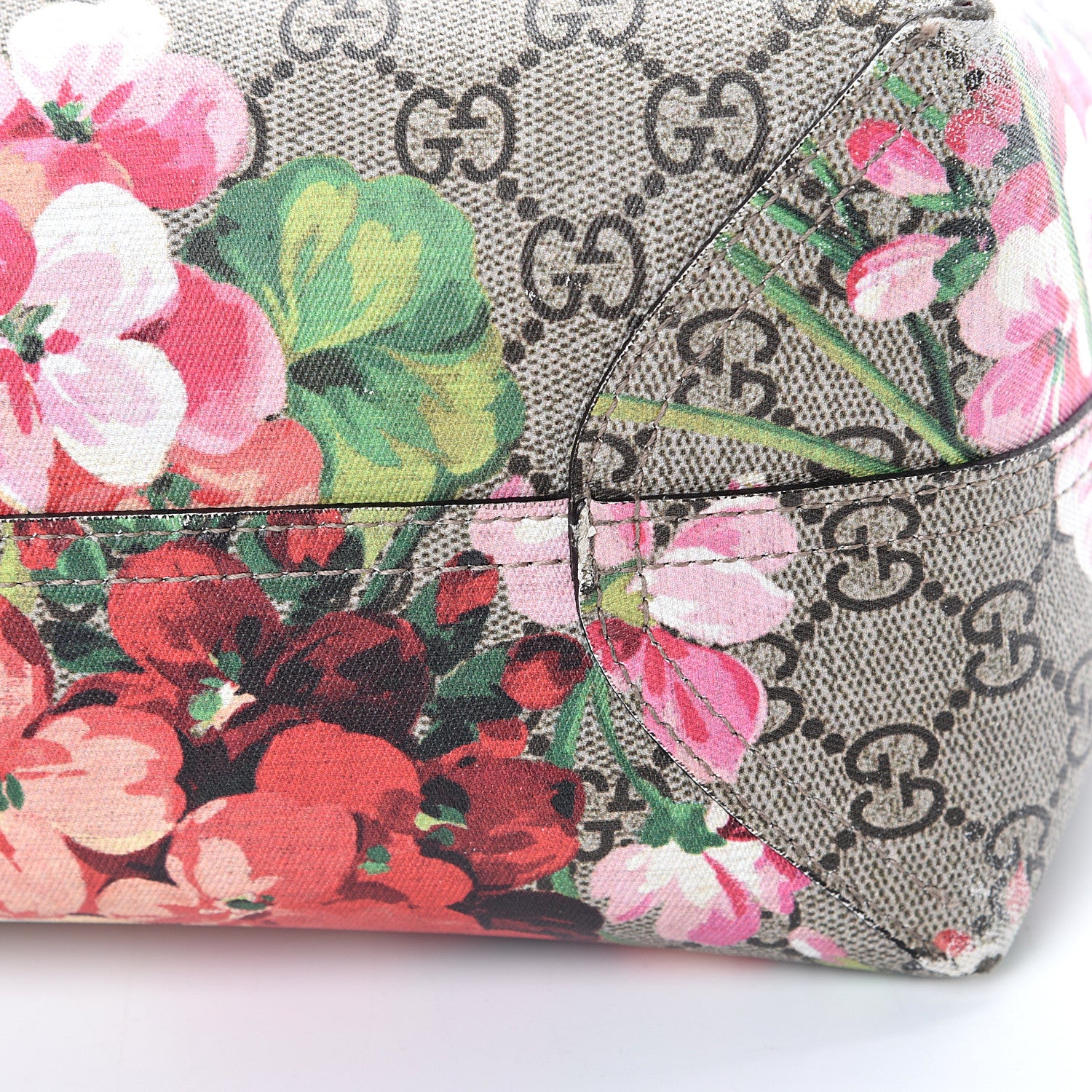Gucci GG Supreme Monogram Blooms Medium Reversible Tote Beige Multicolor Dry Rose 16 of 22