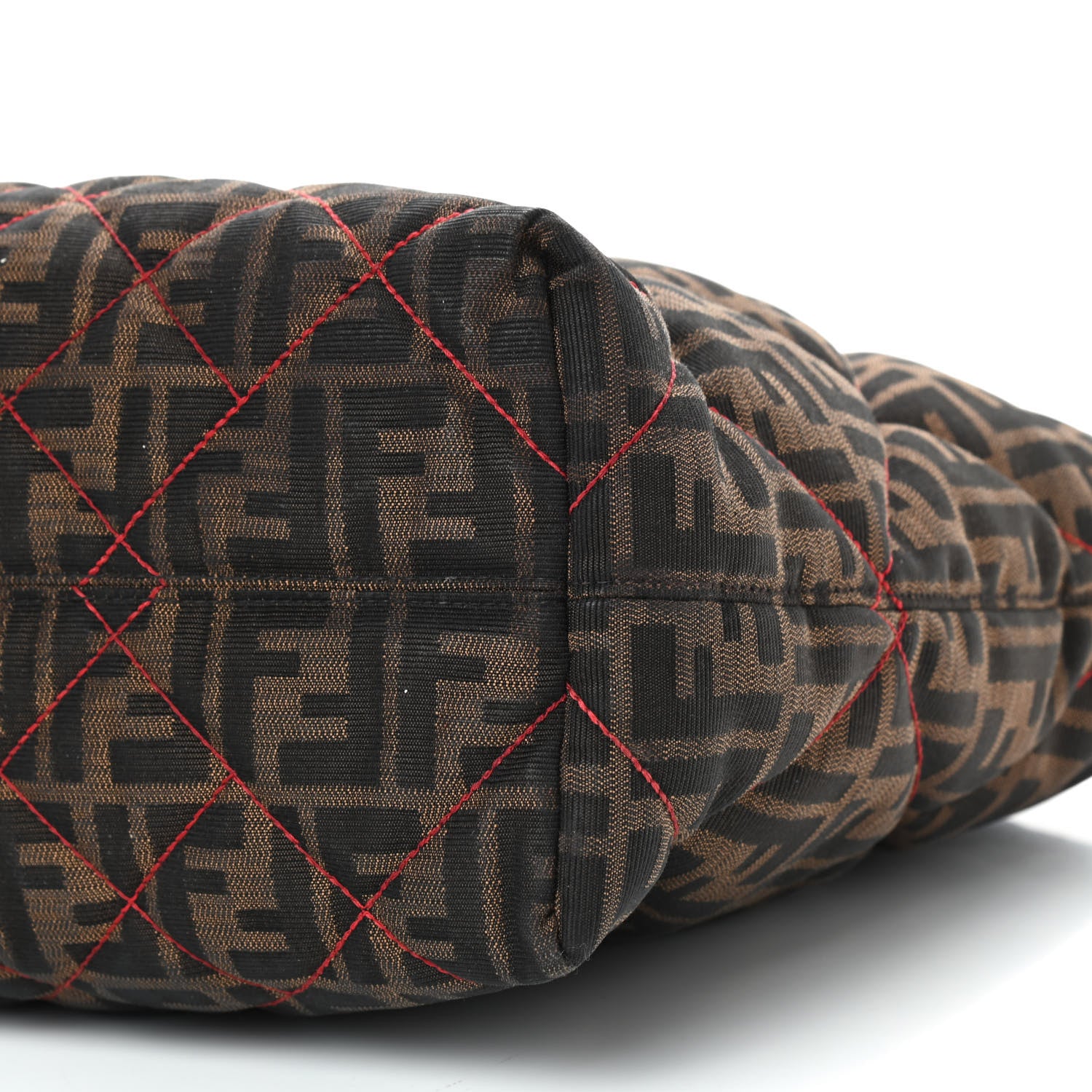 Fendi Zucca Quilted Medium Roll Tote Tobacco Red 7 of 9