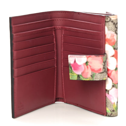 Gucci GG Supreme Monogram Blooms French Flap Wallet Beige Multicolor Dry Rose 6 of 12