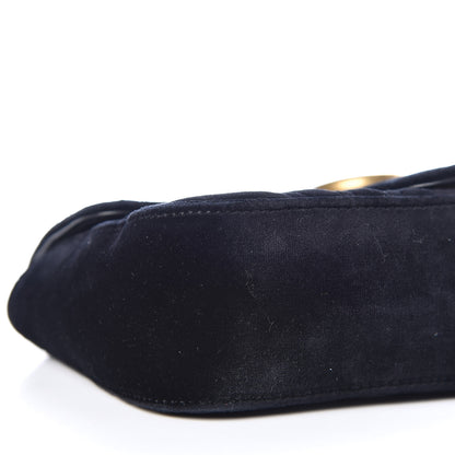 Gucci Velvet Matelasse Mini GG Marmont Shoulder Bag Black 5 of 9