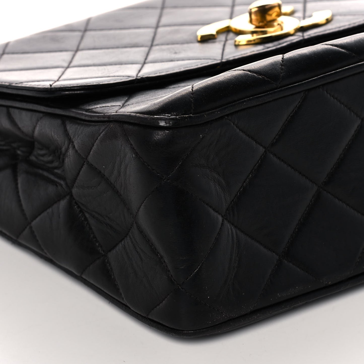 Lambskin Quilted Single Flap Bag Black