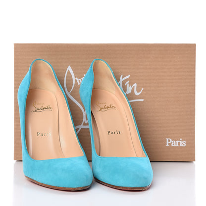 Christian Louboutin Suede Ron Ron 100 Pumps 39 Turquoise 12 of 12