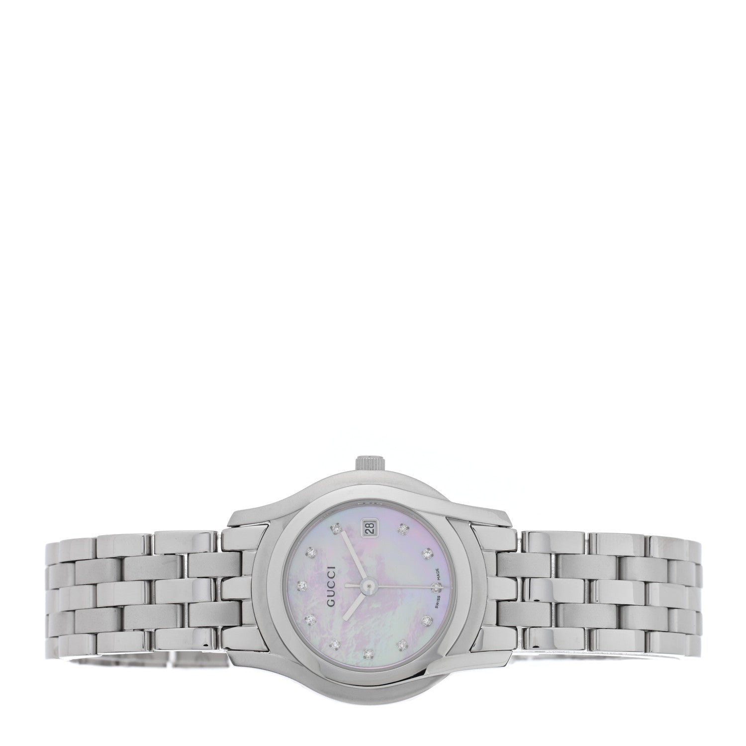 Gucci Stainless Steel Diamond Pink Mother of Pearl 27mm 5500L Quartz Watch 2 of 5