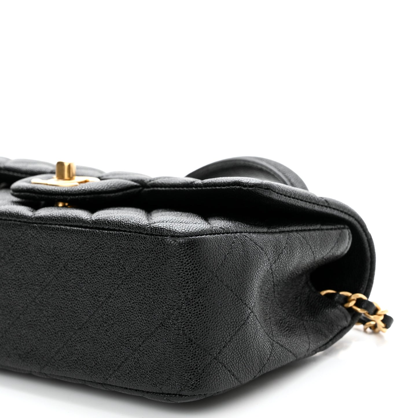 Caviar Quilted Mini Top Handle Rectangular Flap Black