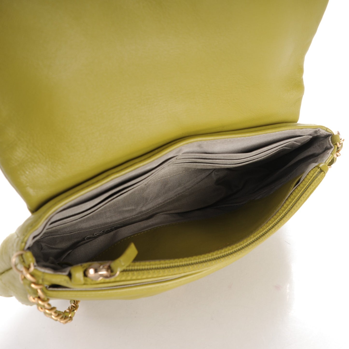 Lambskin Half Moon Wallet On Chain WOC Green