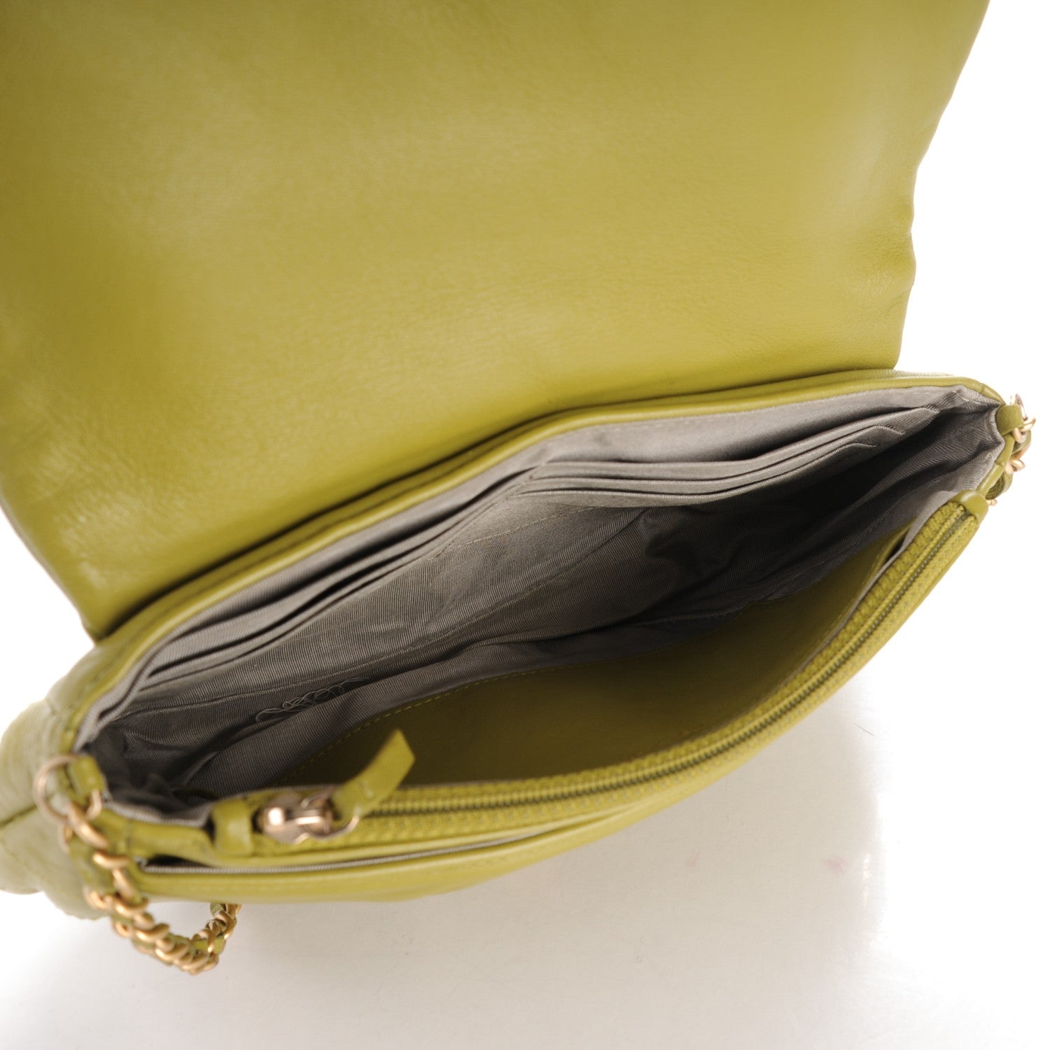 Chanel Lambskin Half Moon Wallet On Chain WOC Green 5 of 11