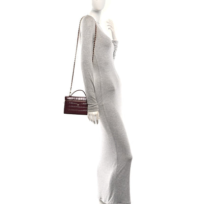 Chanel Calfskin Crocodile Embossed Crococo Exoticoco Vanity With Chain Dark Burgundy 2 of 11