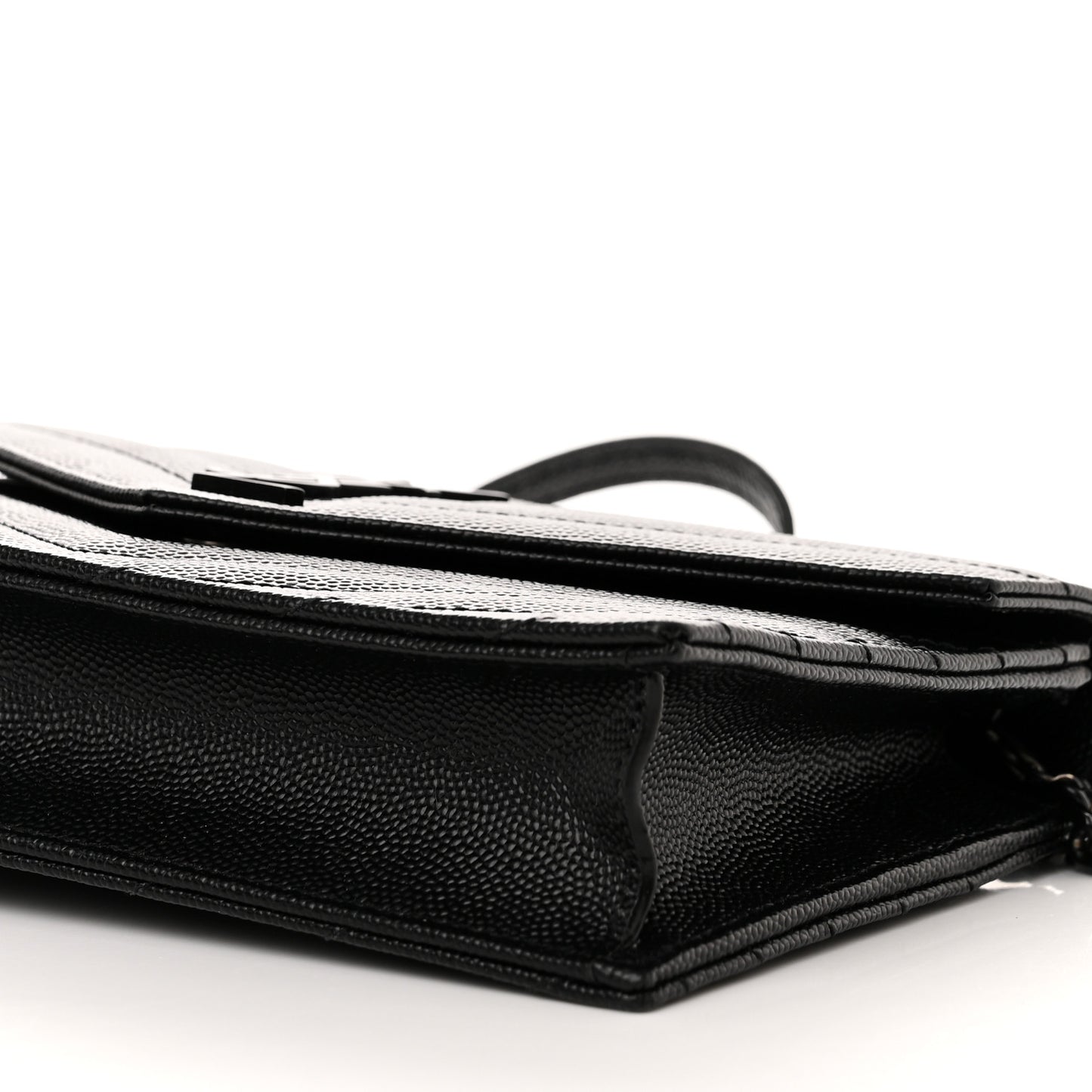 Grain De Poudre Matelasse Chevron Monochrome Monogram Envelope Chain Wallet Black