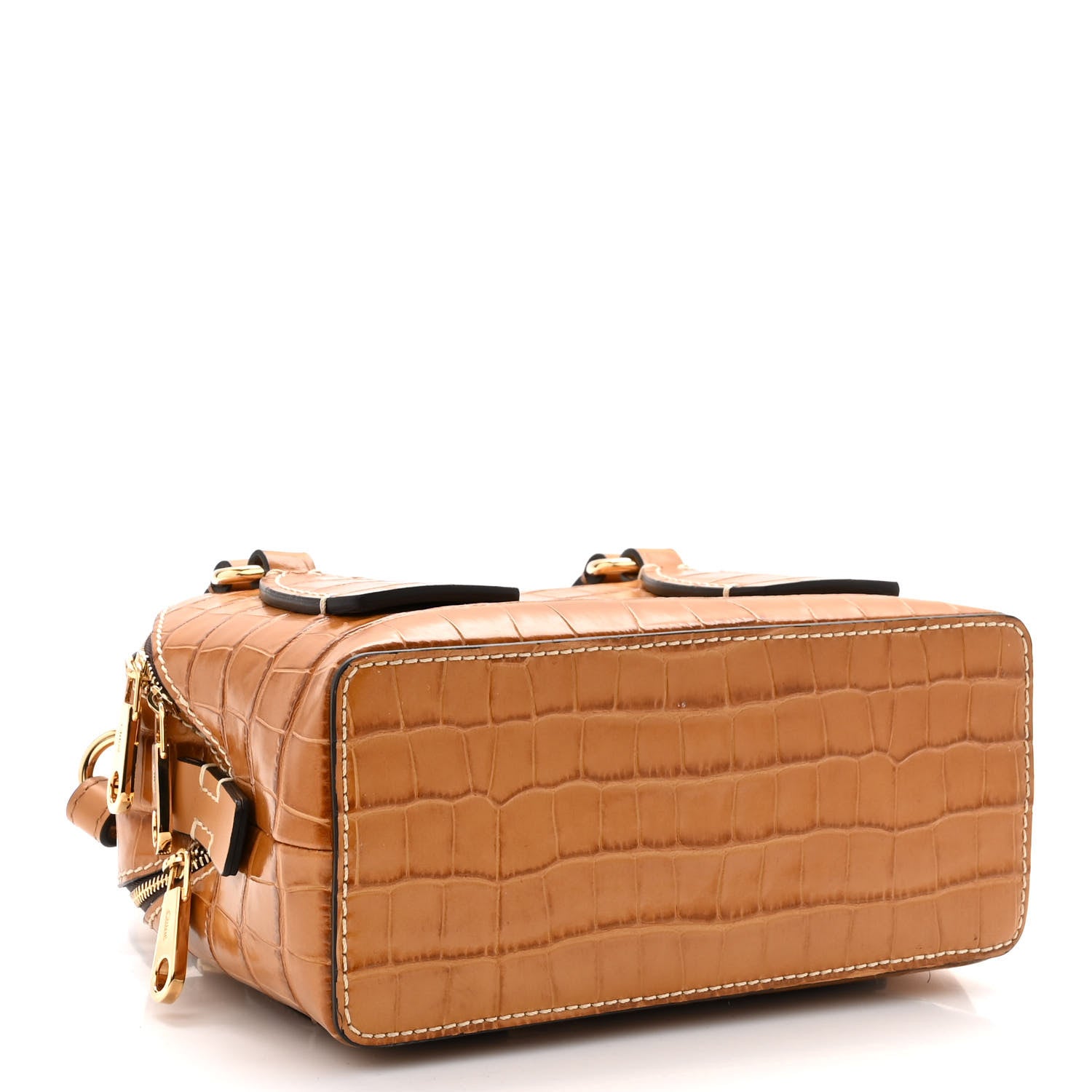 Chloe Calfskin Crocodile Embossed Small Daria Autumnal Brown 4 of 10