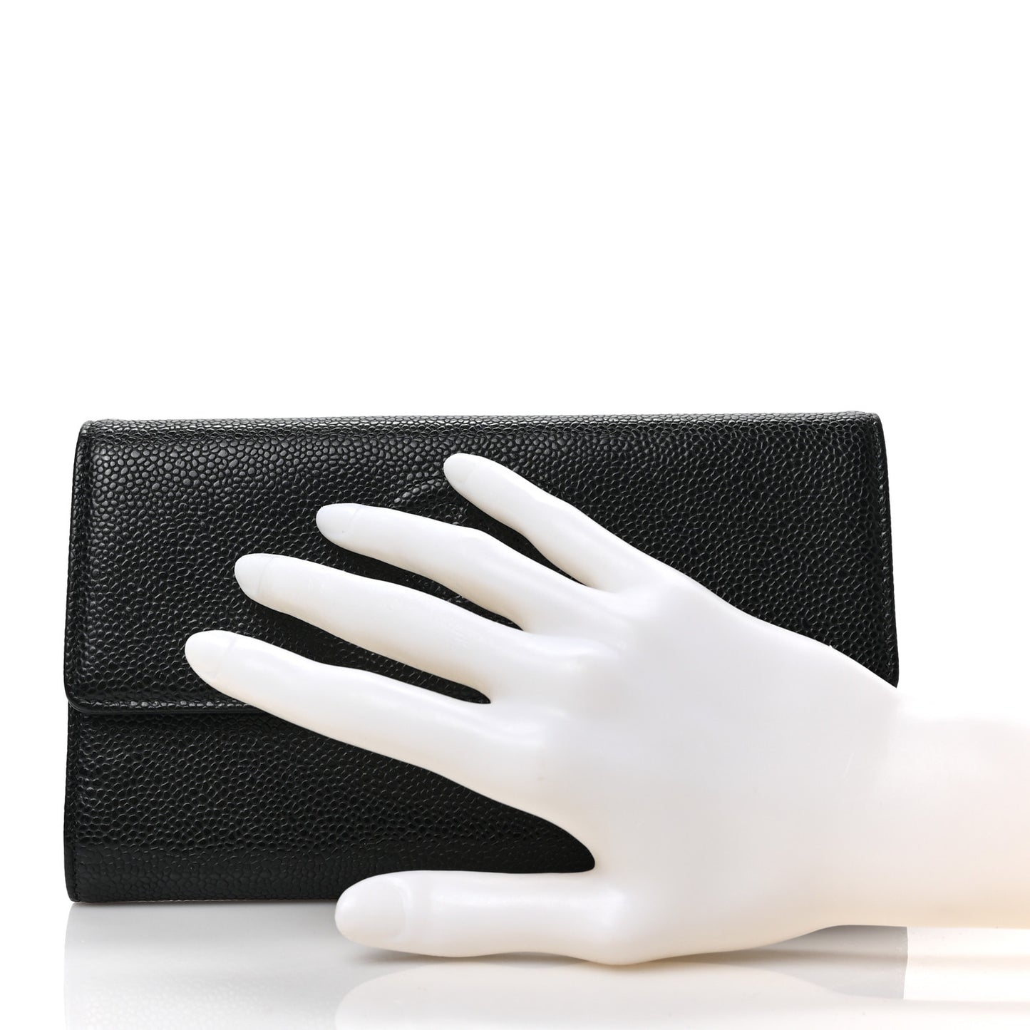 Caviar Timeless CC Large Gusset Flap Wallet Black