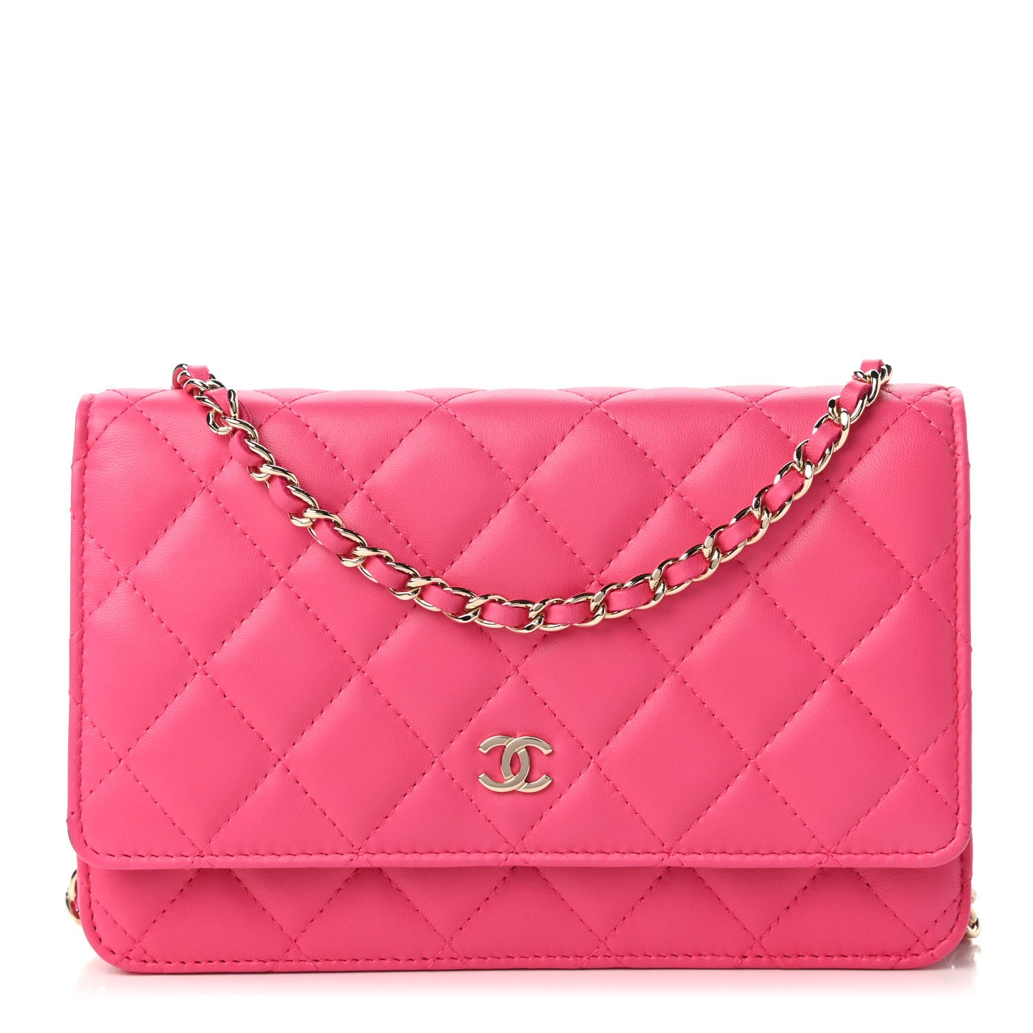 Chanel Lambskin Quilted Wallet On Chain WOC Pink 1 of 12