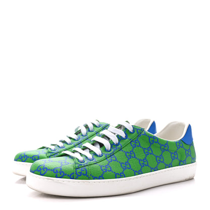 Gucci GG Supreme Joy Monogram Miro Soft Calfskin Mens Ace Sneakers 10 Joy Green Joy Blue Bright Splash 3 of 9