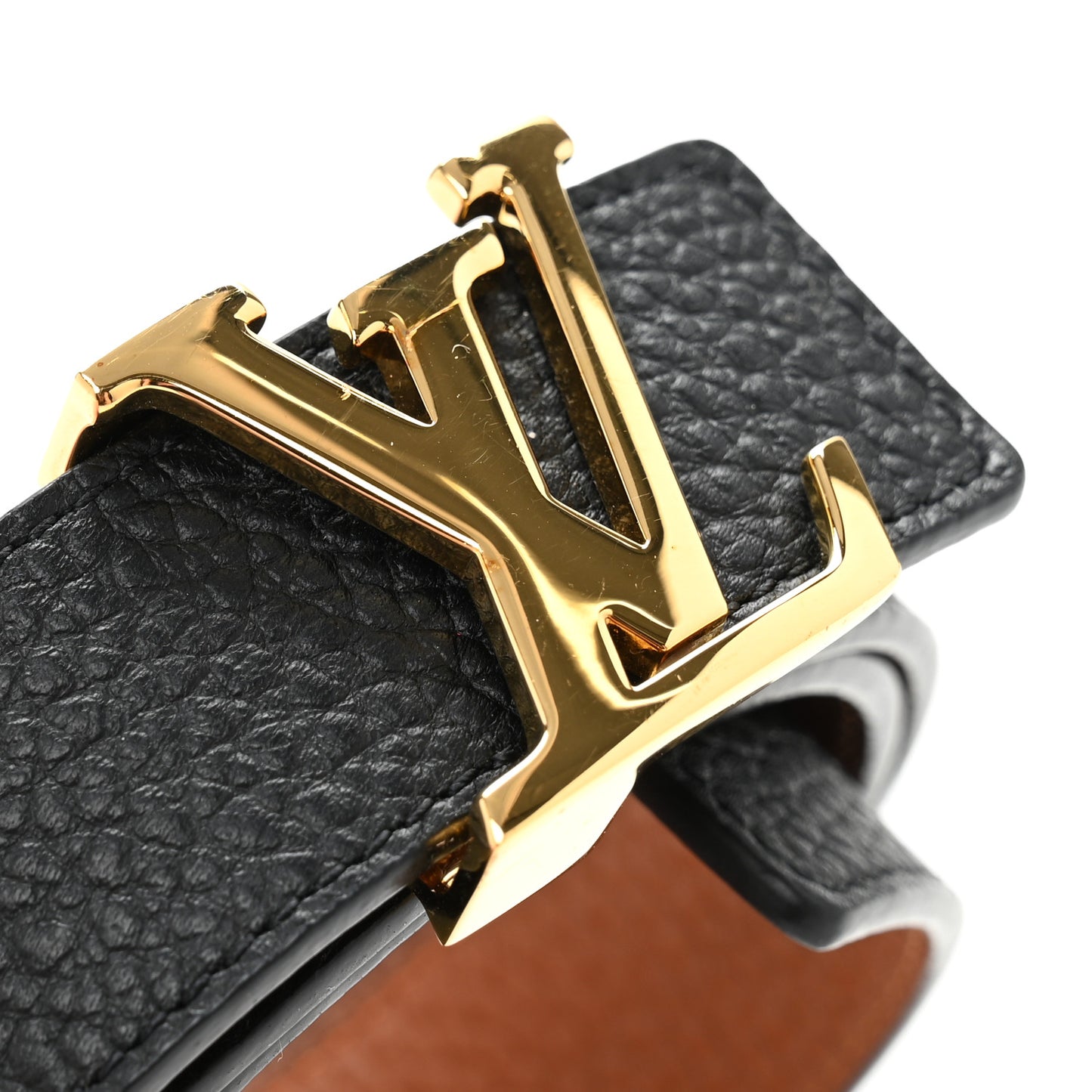 Taurillon Calfskin 30mm LV Initiales Reversible Belt 75 30 Black