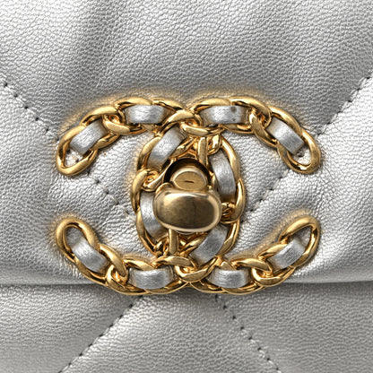 Chanel Metallic Goatskin Quilted Medium Chanel 19 Flap Silver 11 of 11