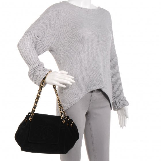 Suede Accordion Flap Black