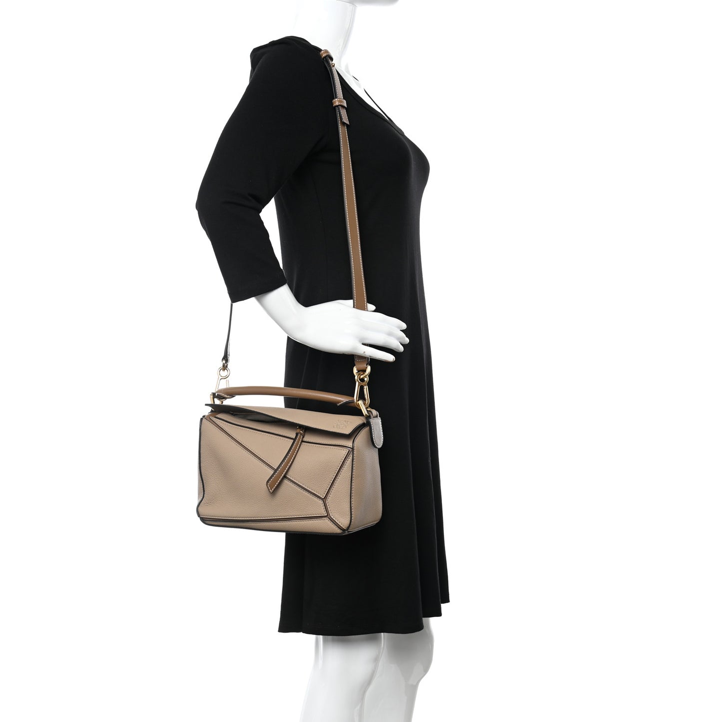 Grained Calfskin Small Puzzle Bag Sand Mink