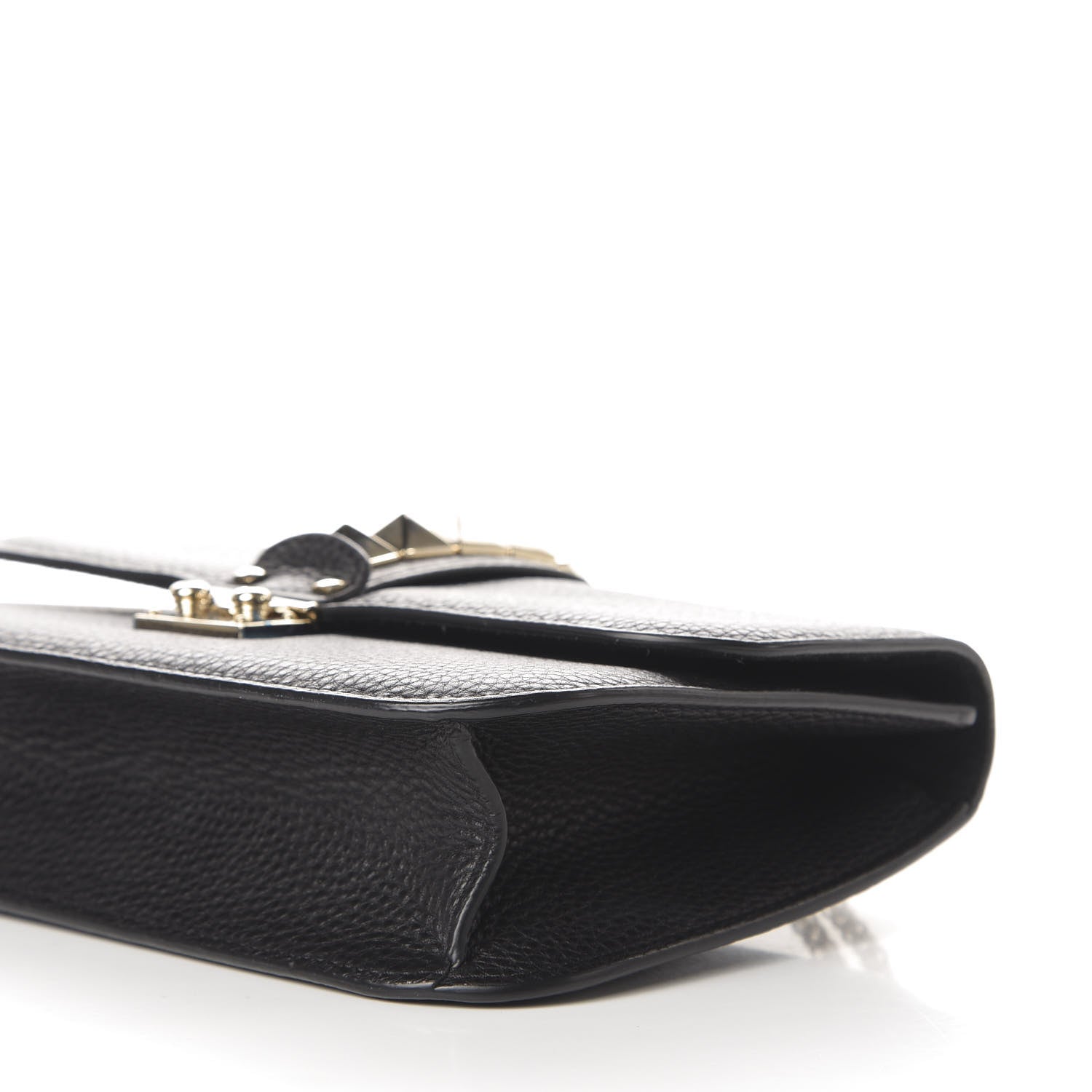 Valentino Garavani Pebbled Calfskin Medium Glam Lock Rockstud Flap Black 10 of 11