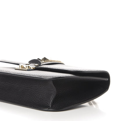 Valentino Garavani Pebbled Calfskin Medium Glam Lock Rockstud Flap Black 10 of 11