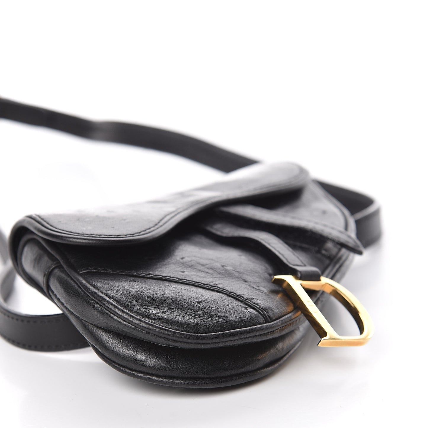 Ostrich Saddle Belt Bag Black