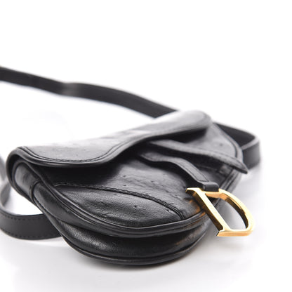 Christian Dior Ostrich Saddle Belt Bag Black 11 of 13
