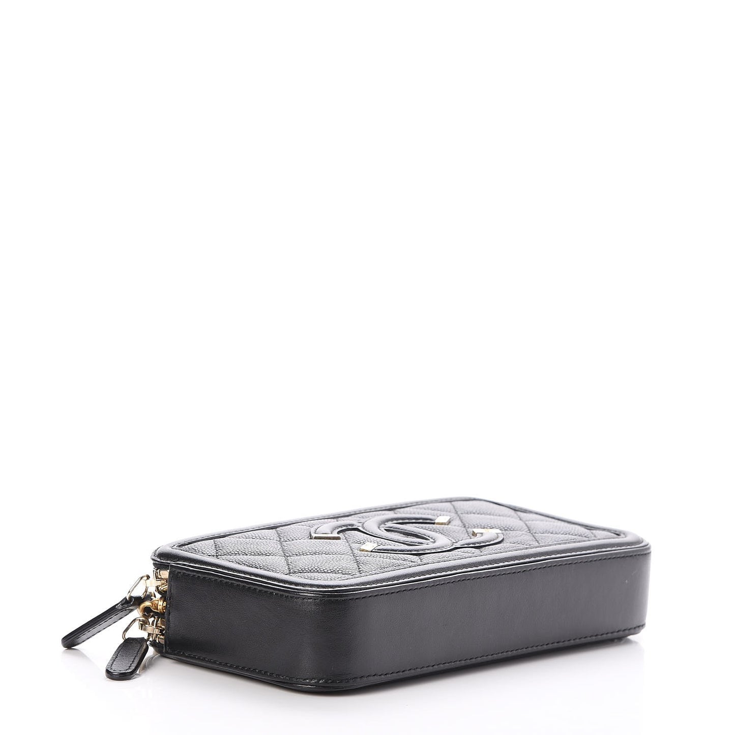 Caviar Quilted CC Filigree Clutch With Chain Black