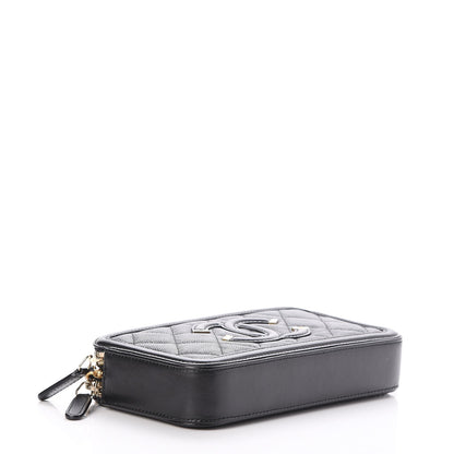 Chanel Caviar Quilted CC Filigree Clutch With Chain Black 4 of 9