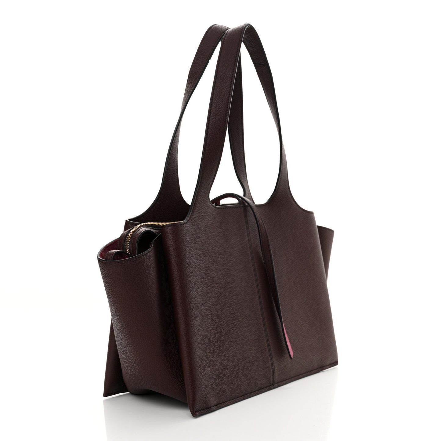 Baby Grained Calfskin Small Tri-Fold Bag Burgundy
