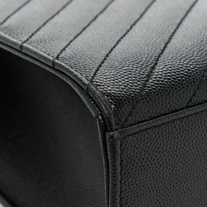 Saint Laurent Grain De Poudre Matelasse Chevron Large Monogram Satchel Black 15 of 16