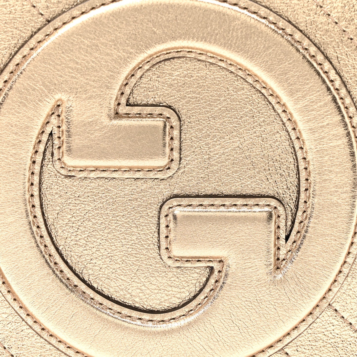 Metallic Sakai Be Green Calfskin Diagonal Stitched Small Blondie Shoulder Bag Golden Beige