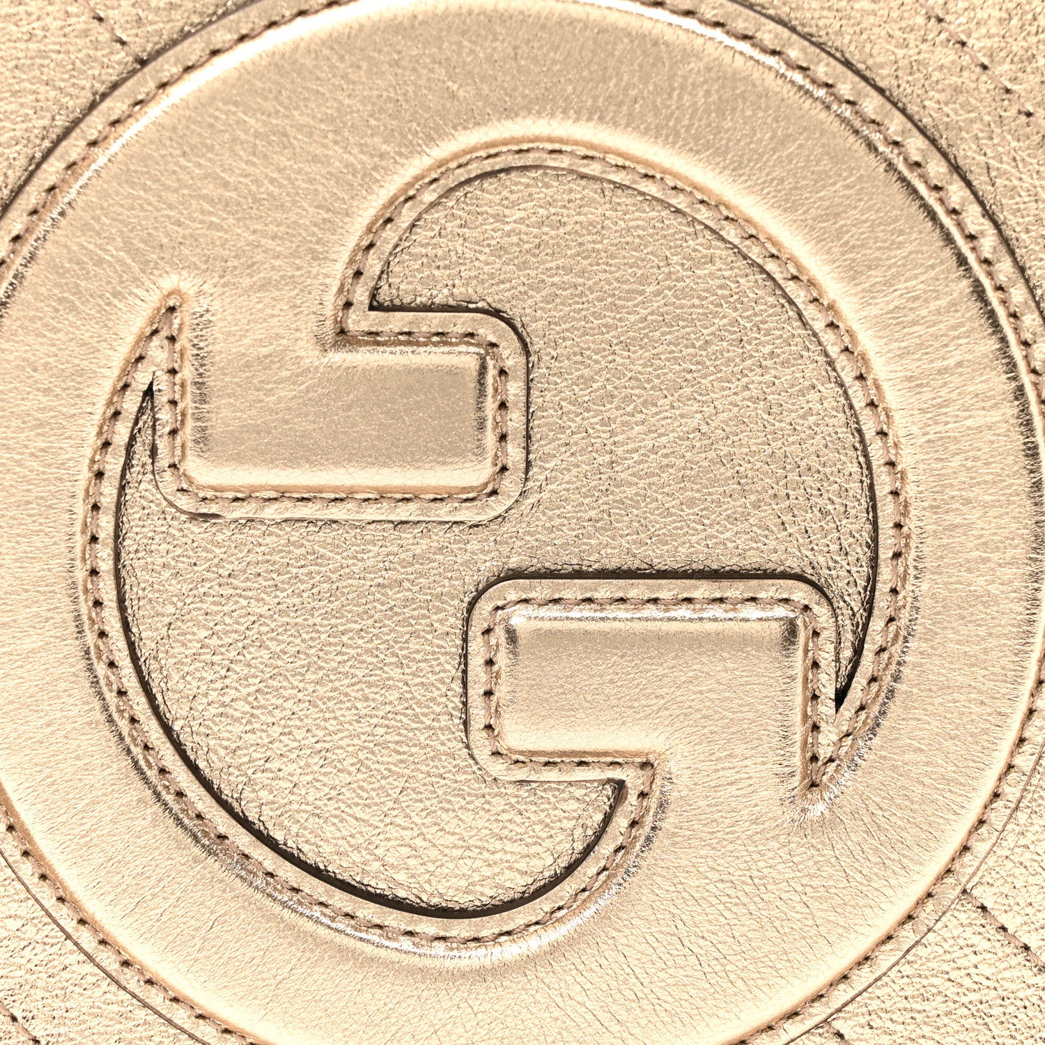 Gucci Metallic Sakai Be Green Calfskin Diagonal Stitched Small Blondie Shoulder Bag Golden Beige 8 of 10