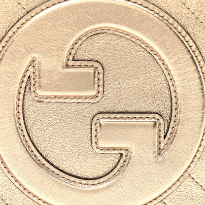 Gucci Metallic Sakai Be Green Calfskin Diagonal Stitched Small Blondie Shoulder Bag Golden Beige 8 of 10