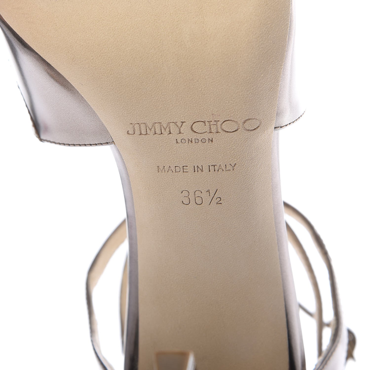 Jimmy Choo Mirror Calfskin Lang Sandals 36.5 Light Bronze 7 of 8
