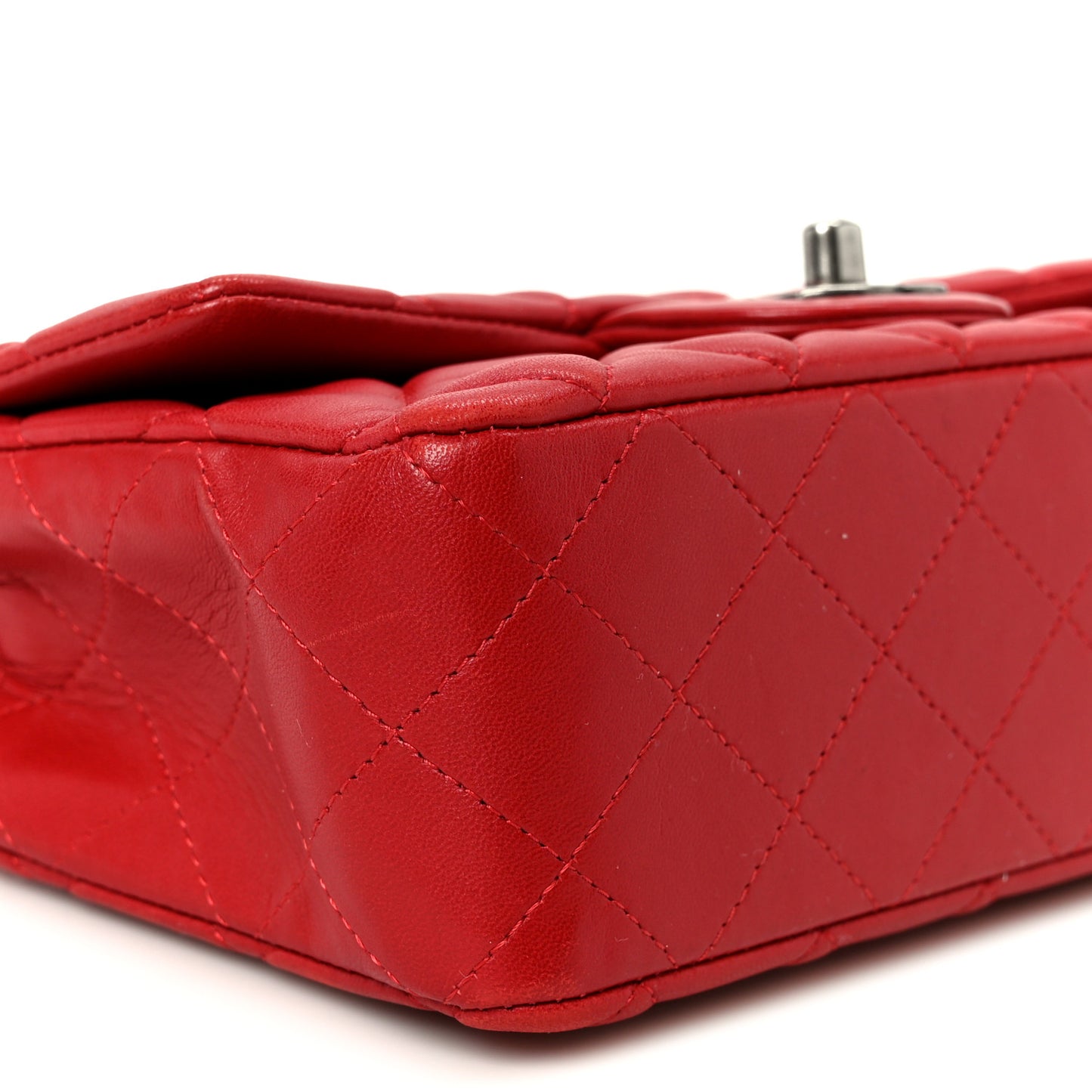 Lambskin Quilted Mini Rectangular Flap Red