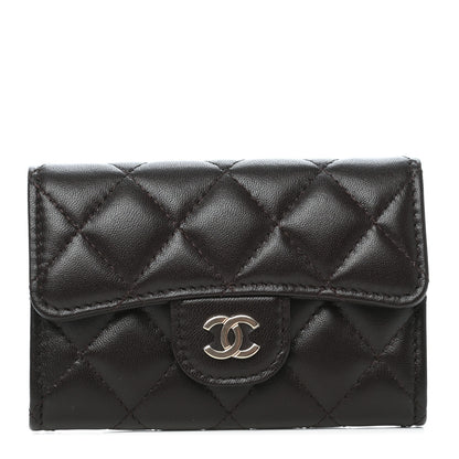 Chanel Lambskin Quilted Flap Card Holder Wallet Dark Brown 1 of 9
