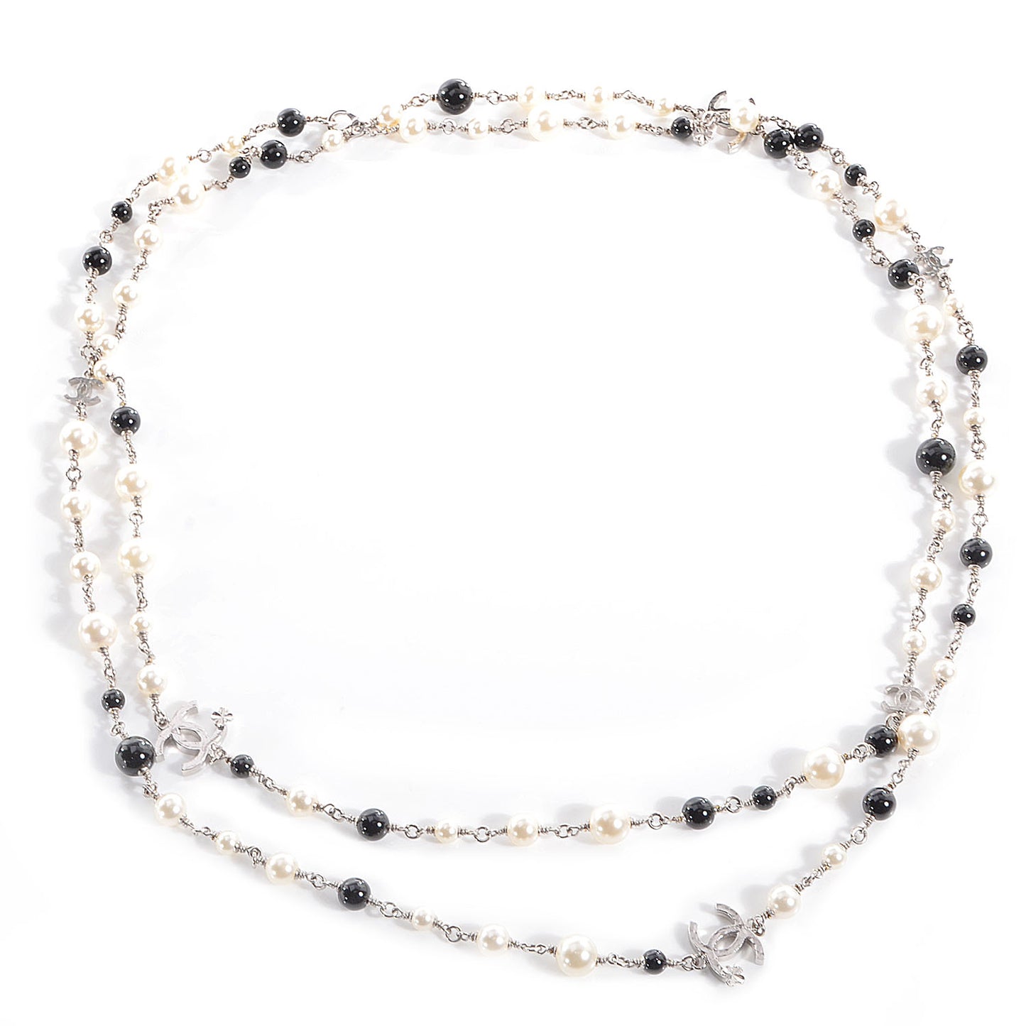 Pearl CC Clover Beaded Long Necklace