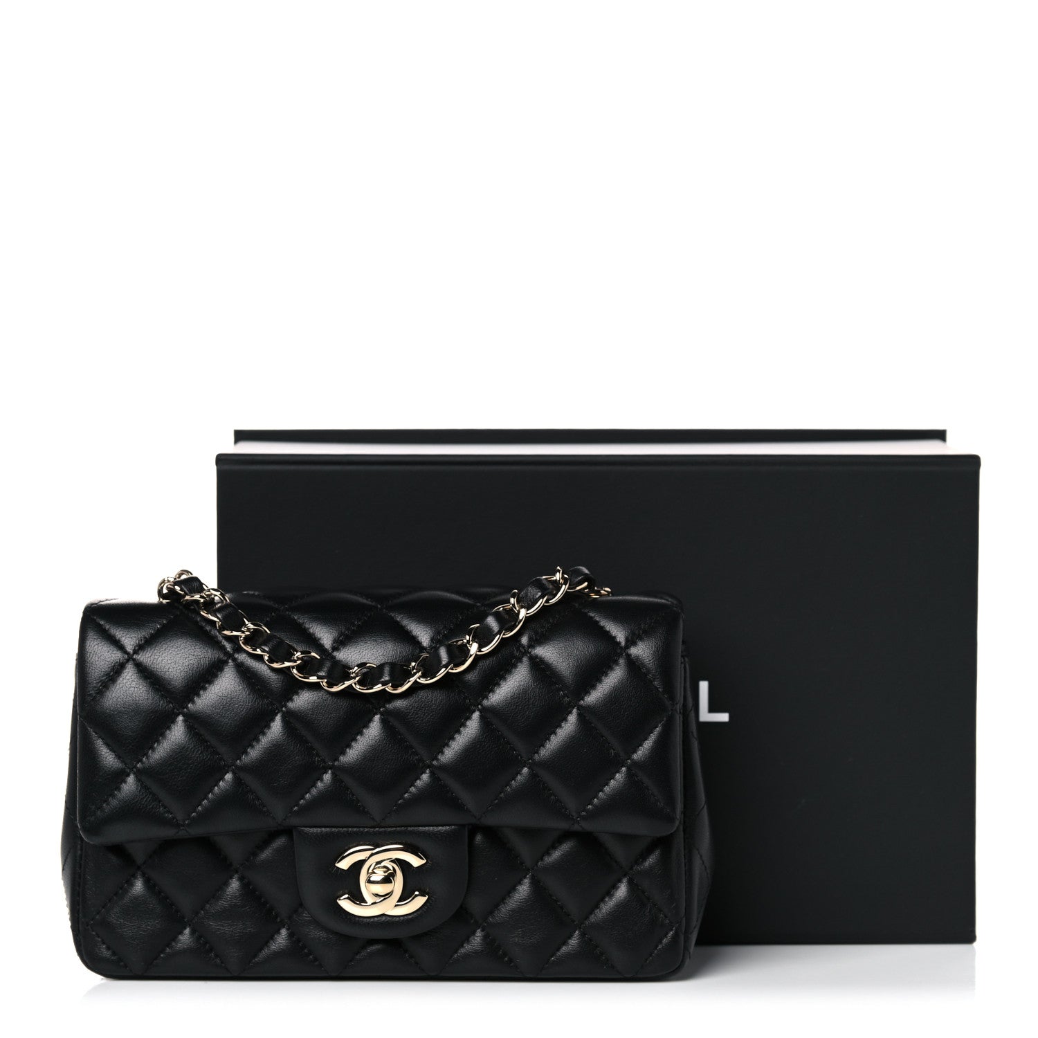 Chanel Lambskin Quilted Mini Rectangular Flap Black 14 of 15
