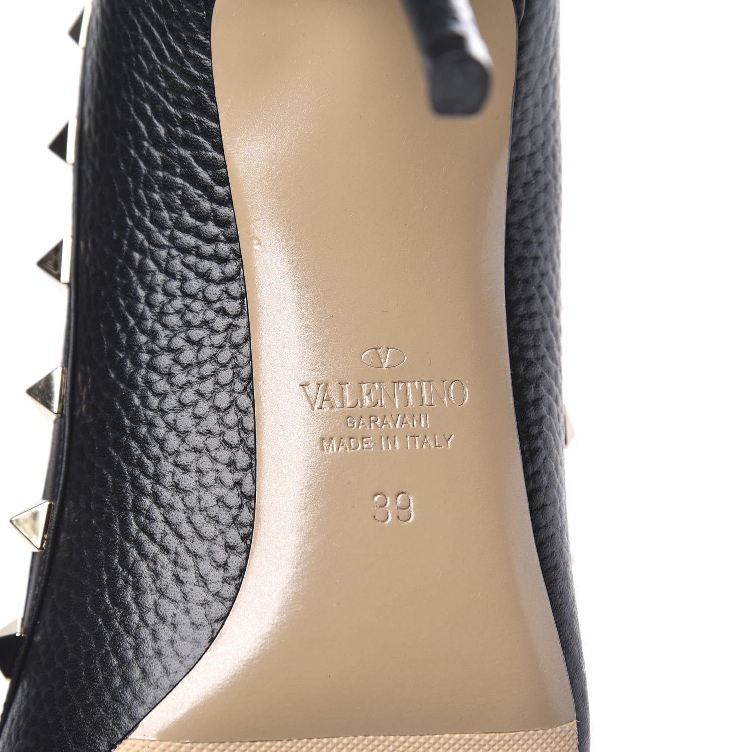 Valentino Garavani Pebbled Calfskin Rockstud 85mm Pumps 39 Black 6 of 8