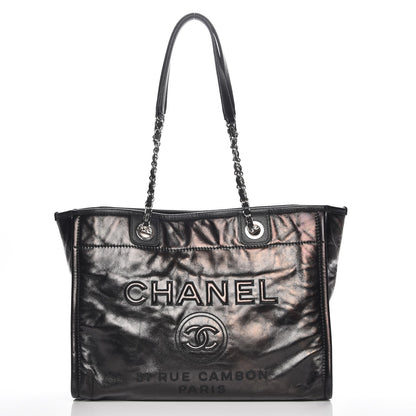 Chanel Glazed Calfskin Small Deauville Tote Black 1 of 7