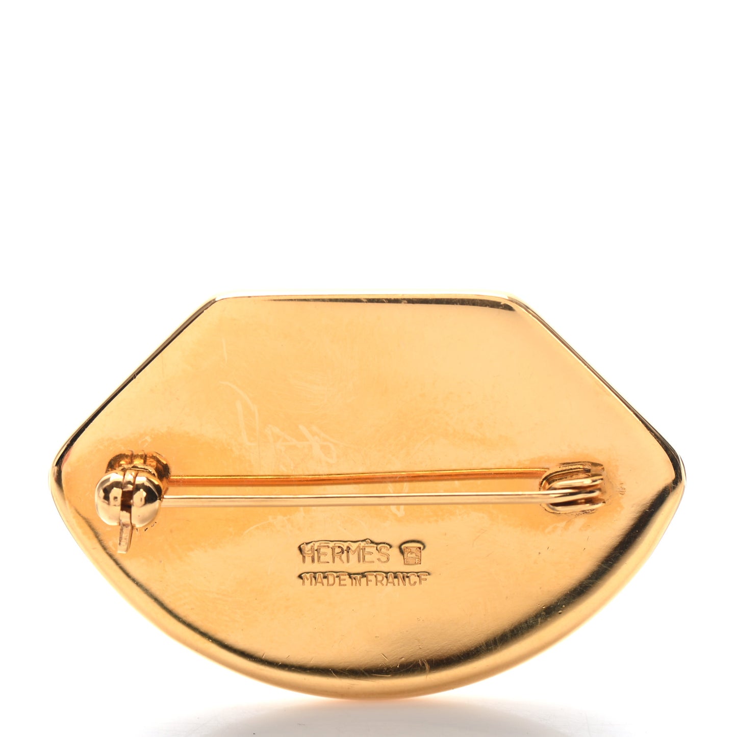 Enamel Printed Brooch Black Gold