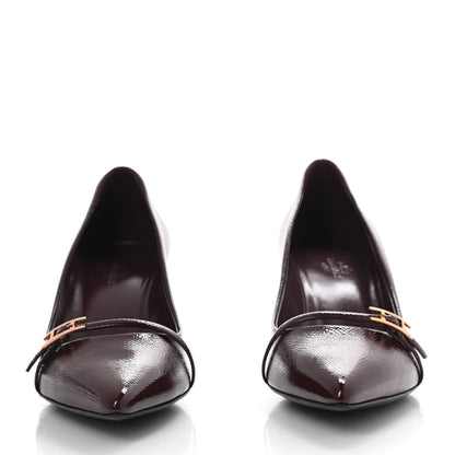 Hermes Patent Epsom Lauren Pumps 37.5 Bordeaux 2 of 7