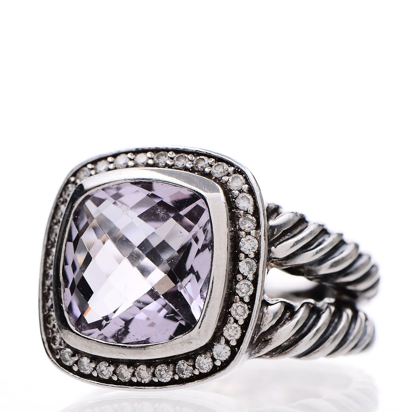 Sterling Silver Diamond Amethyst 11mm Albion Ring 51.9 6