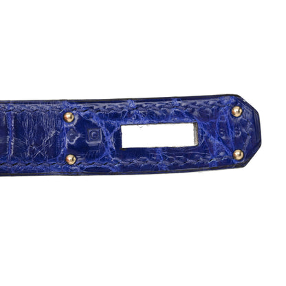 Hermes Shiny Niloticus Crocodile Kelly Sellier 28 Bleu Electrique 7 of 12