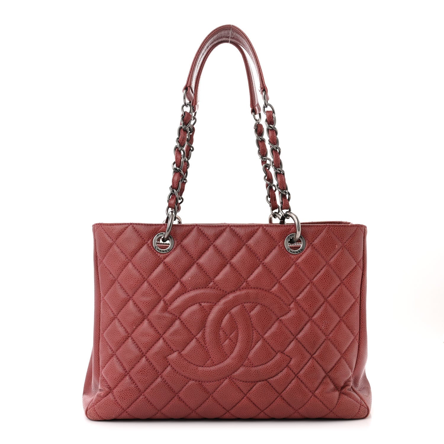 Chanel Caviar Quilted Grand Shopping Tote GST Red 1 of 14