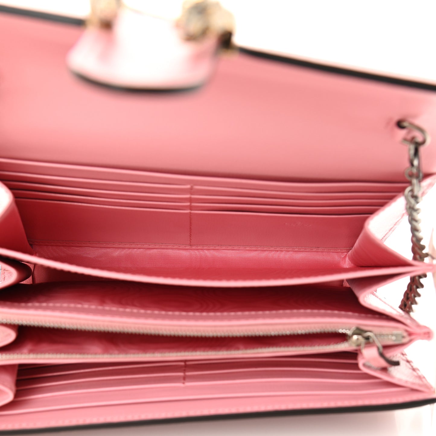 Azalea Calfskin Enamel Mini Dionysus Chain Wallet New Cherry Red Wild Rose Off White