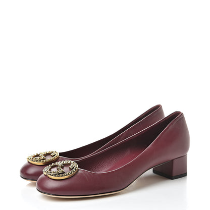 Gucci Calfskin Studded Interlocking G Flat 36 Burgundy 3 of 14