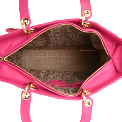 Christian Dior Lambskin Cannage Large Lady Dior Fuchsia 5 of 16