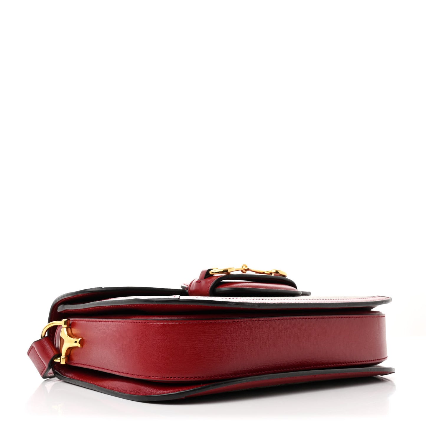 GG Supreme Monogram Azalea Calfskin Horsebit 1955 Shoulder Bag Beige Ebony New Cherry Red