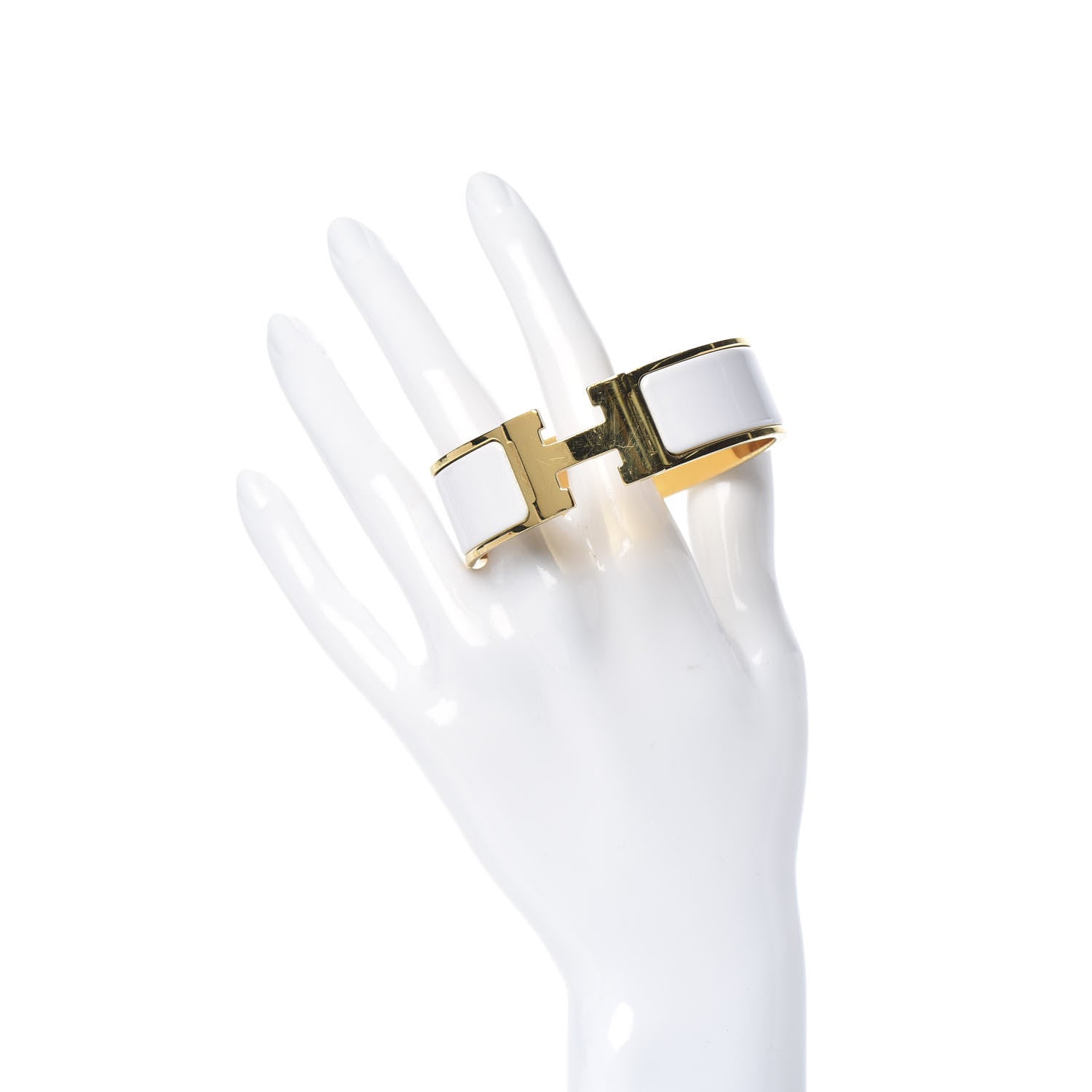 Hermes Enamel Wide Clic Clac H Bracelet GM White 2 of 7