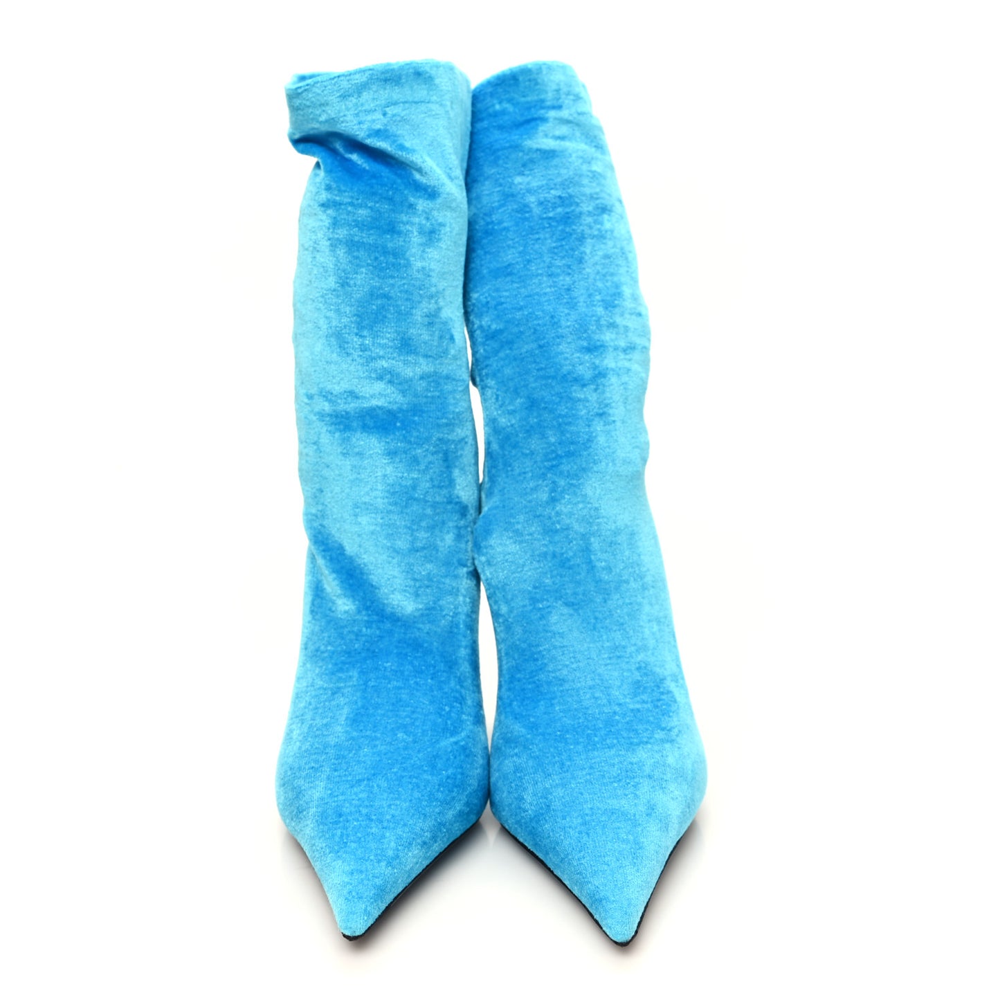 Velvet Spandex Extreme Pointed Toe Knife Ankle Boots 37 Azure