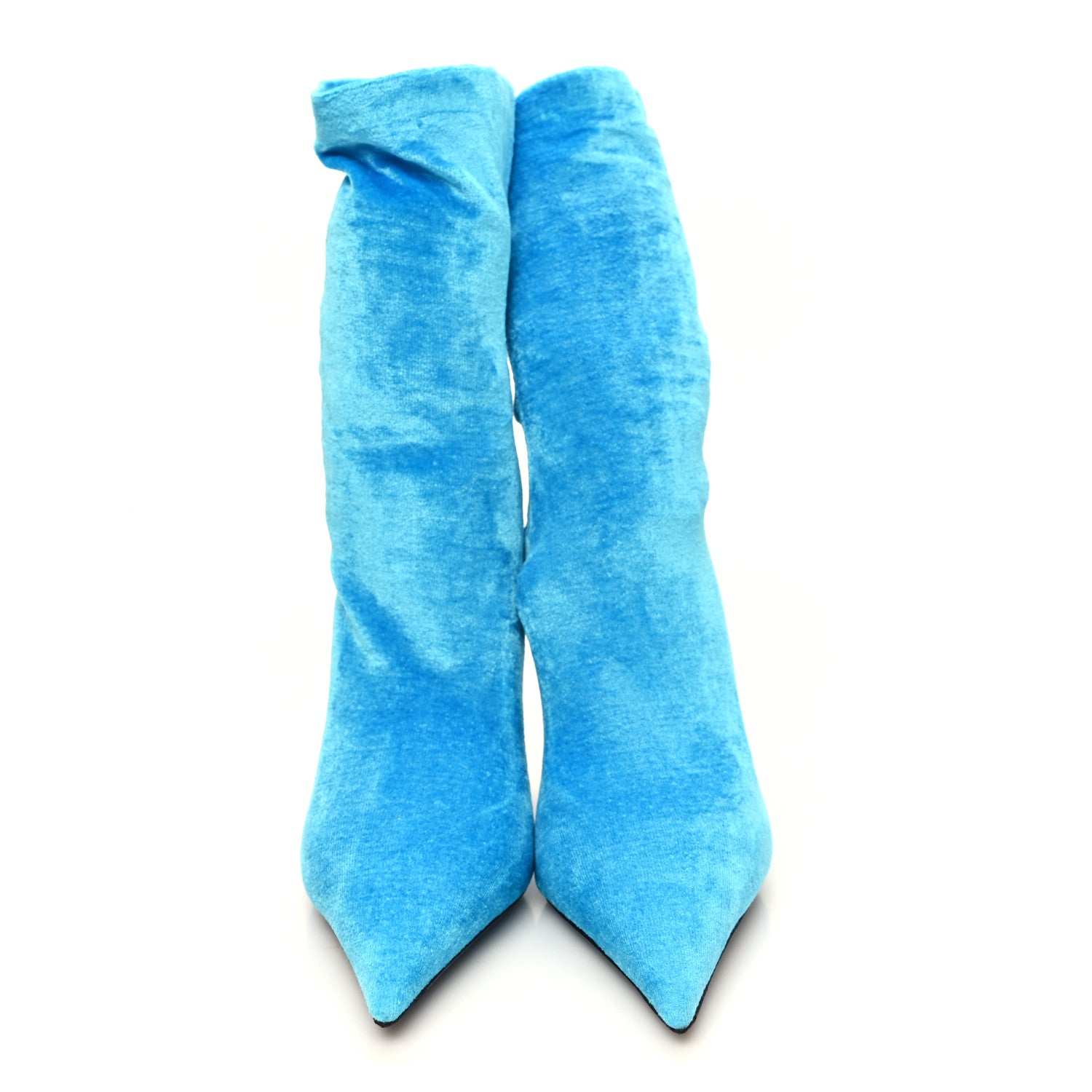 Balenciaga Velvet Spandex Extreme Pointed Toe Knife Ankle Boots 37 Azure 2 of 8